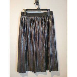 Gap Pleated Skirt Gray Black Size M Medium Flowy Shimmer Holiday